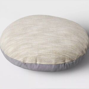 NEW 2 Threshold 16” Woven Slub Round Gold/Gray Lurex Pillow